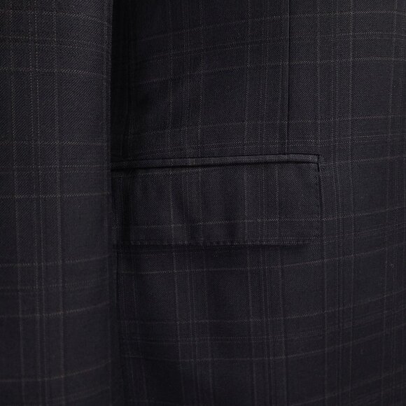 Zanella 100% Virgin Wool Sports Coat Blazer, Black w/ Brown Pattern 46L - Picture 5 of 15